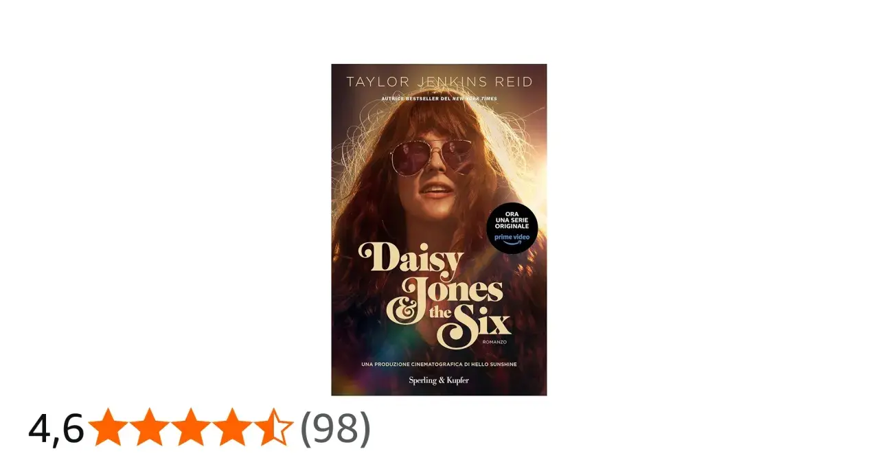 Okładka książki "Daisy Jones & The Six" z wizerunkiem kobiety w okularach przeciwsłonecznych.