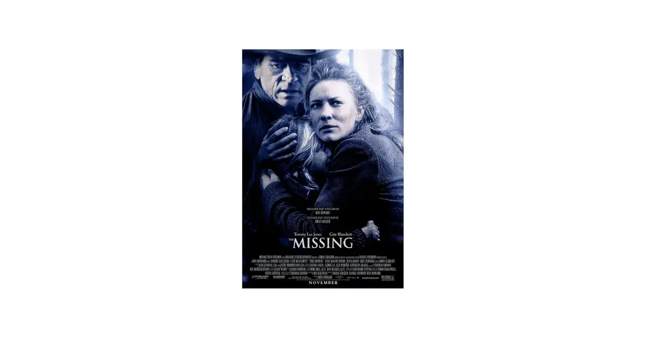Powrót do "Missing". Mężczyzna w kapeluszu obejmuje przerażoną kobietę i dziecko.
