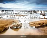 Winston Churchill cytaty: "Mieli do wyboru wojnę, lub hańbę, wybrali hańbę, a wojnę będą mieli także." na tle spokojnego morza.